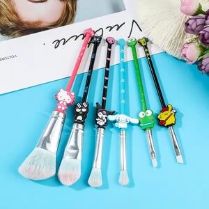 6pc Sanrio Makeup Brushes Hello Kitty Kuromi My Melody Keroppi Cinnama Badtz NEW